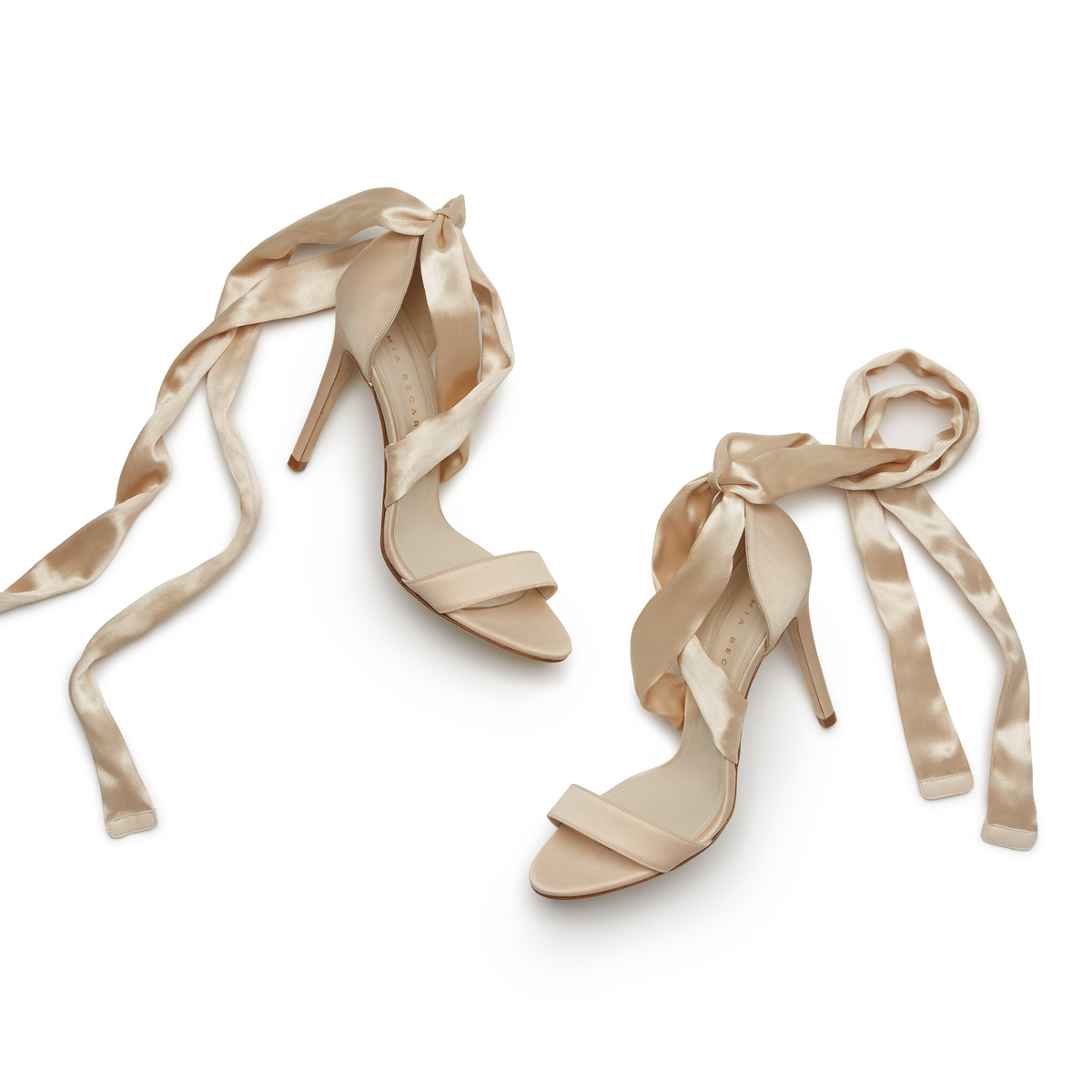 Allie Beige Satin Lace-up Sandal | Mia Becar