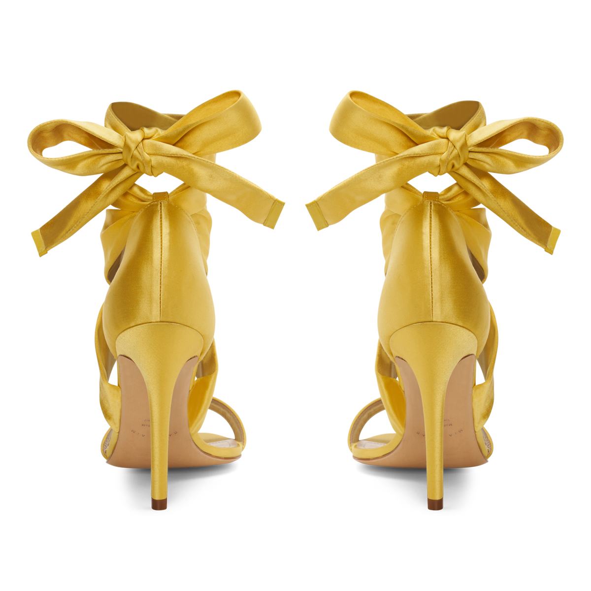 Allie Yellow Satin Lace-up Sandal | Mia Becar