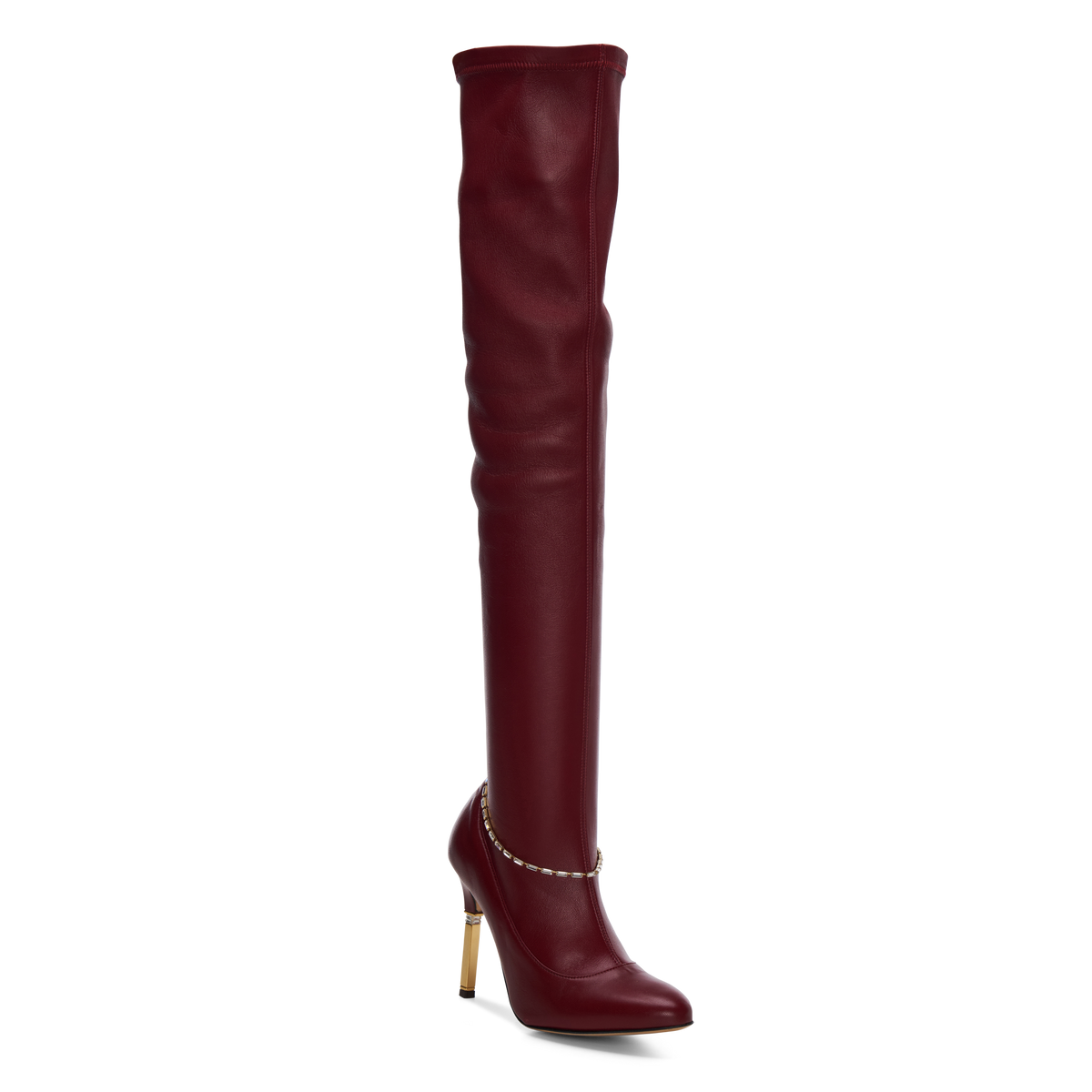 Burgundy high knee boots on sale