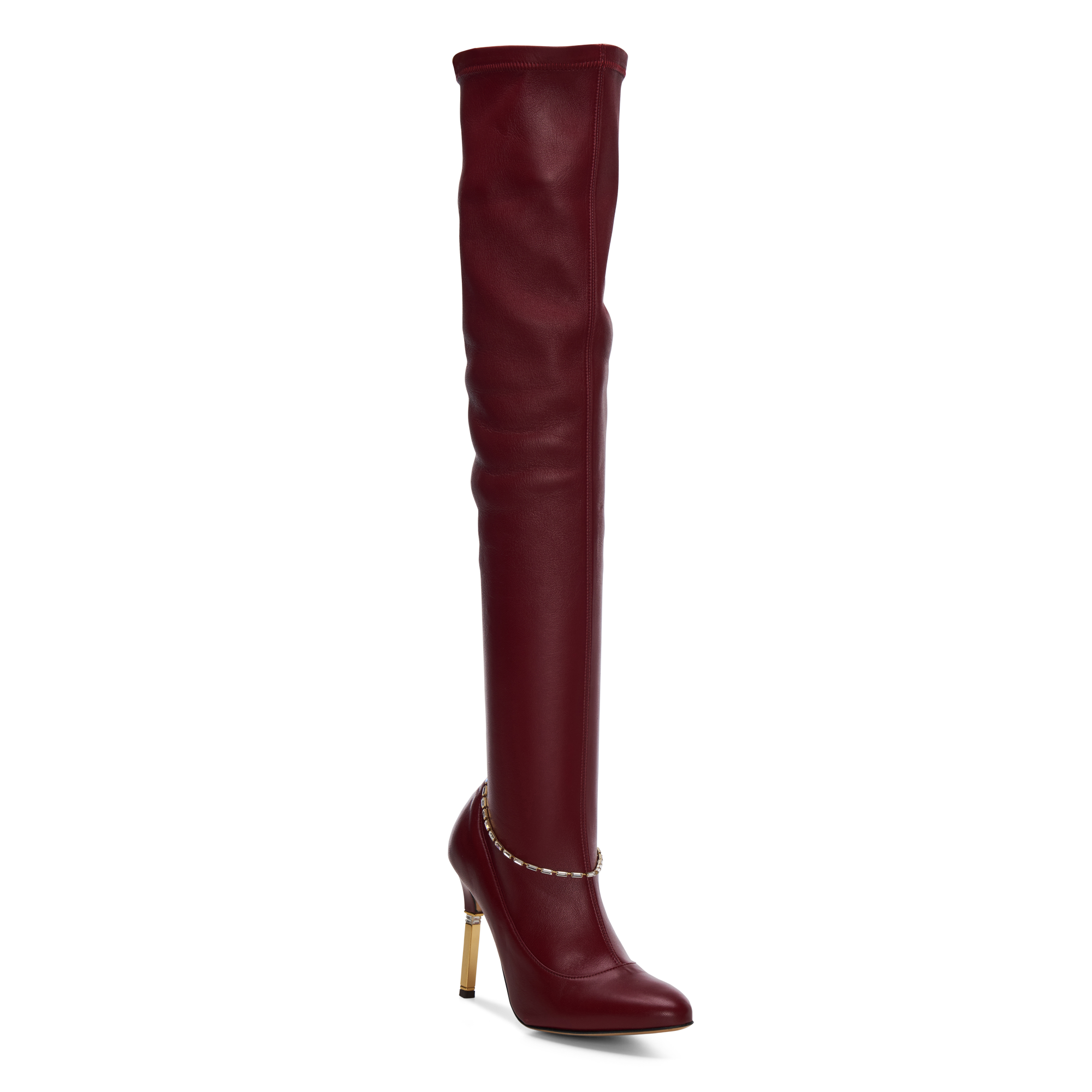 ダウンジャケット・コート Olivia Burgundy Tall Leather Over The Knee Boots Samantha-Burgundy_01-Front.png